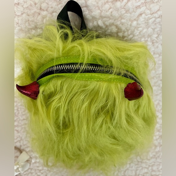 NWT Dolls Kill Current Mood Case of The Grumpies Fuzzy Backpack in Furry Green - Picture 9 of 16